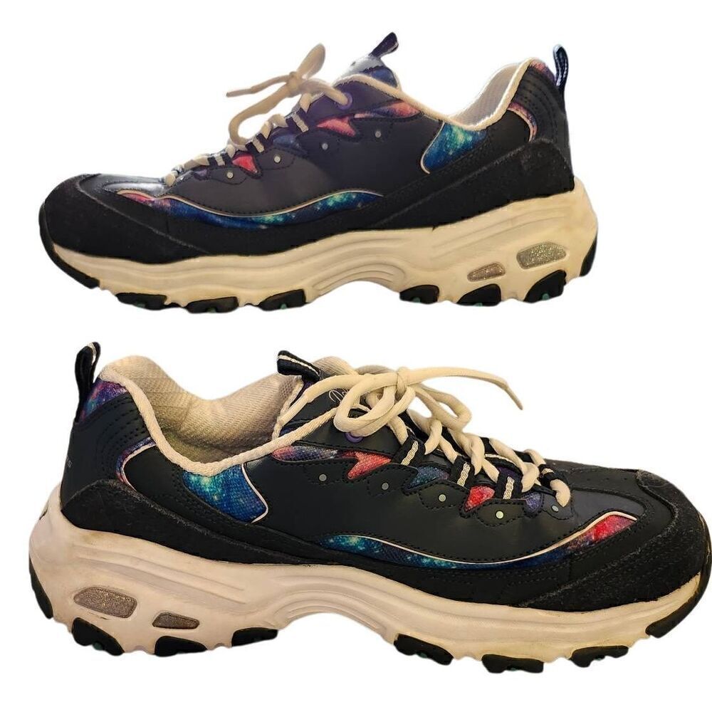 Skechers D'lites Shoes Sporty Comfort Memory Foam Black Multi 149015 Women's Siz